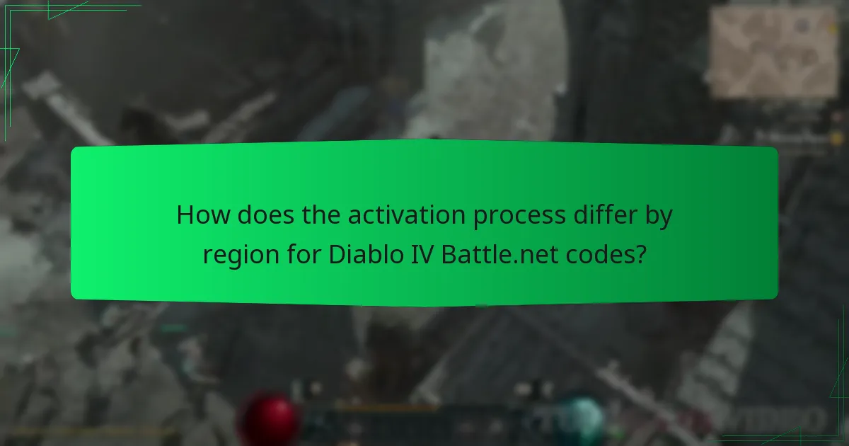 How does the activation process differ by region for Diablo IV Battle.net codes?