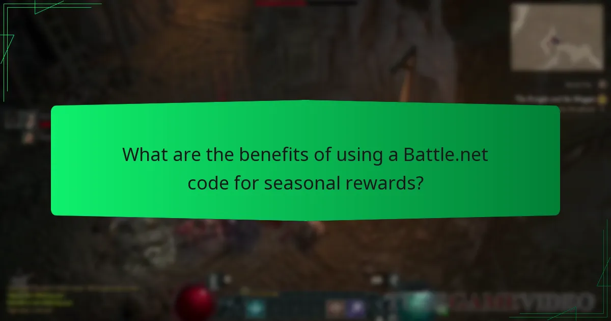 What are the benefits of using a Battle.net code for seasonal rewards?