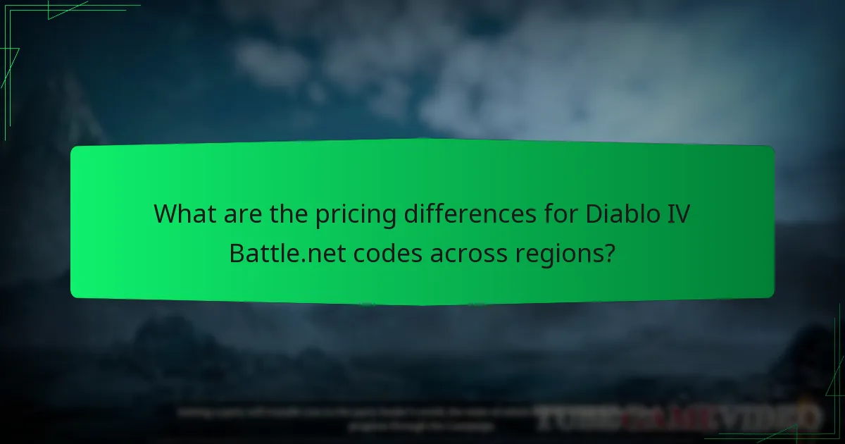 What are the pricing differences for Diablo IV Battle.net codes across regions?