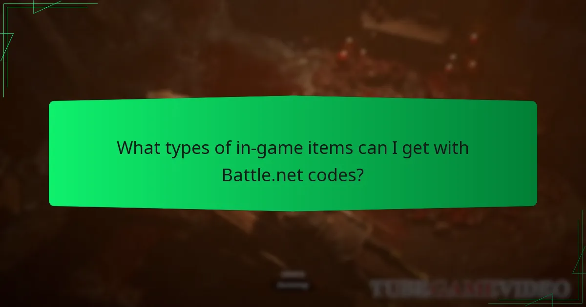 What types of in-game items can I get with Battle.net codes?